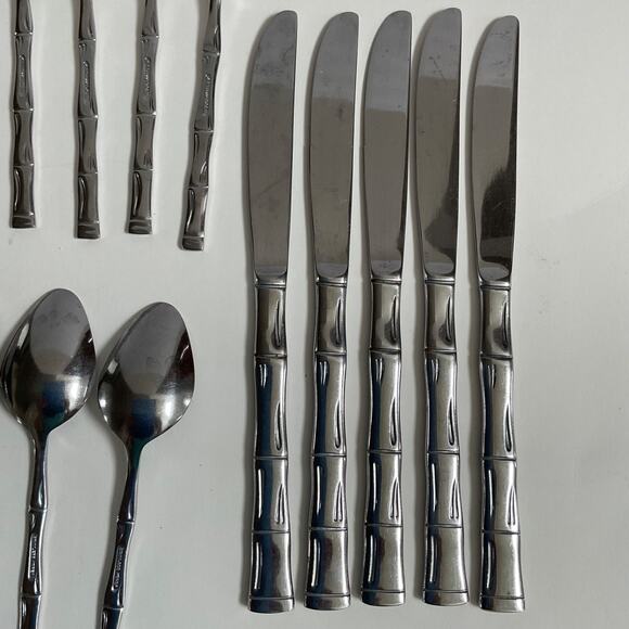 EXF8 by Excel Stainless, Korea, Glossy, Bamboo Handle silverware 25pc set MCM - Picture 16 of 16